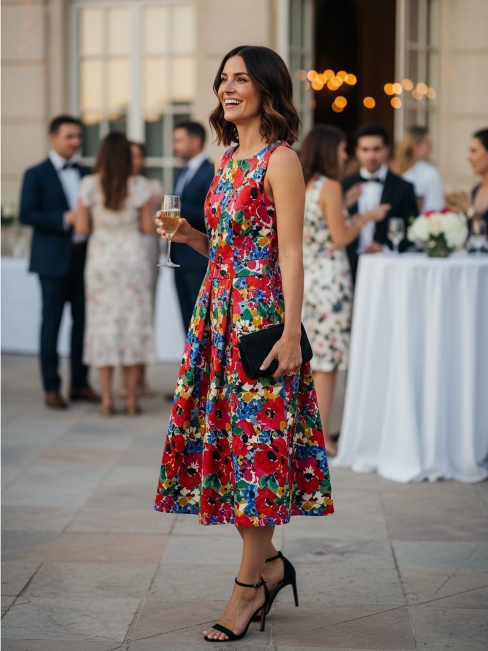Boden Red Floral Fit-and-Flare Midi Dress-with Pockets!